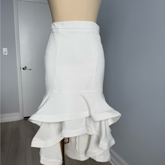 Ina Asymmetrical White Ruffle Skirt - Picture 1 of 6